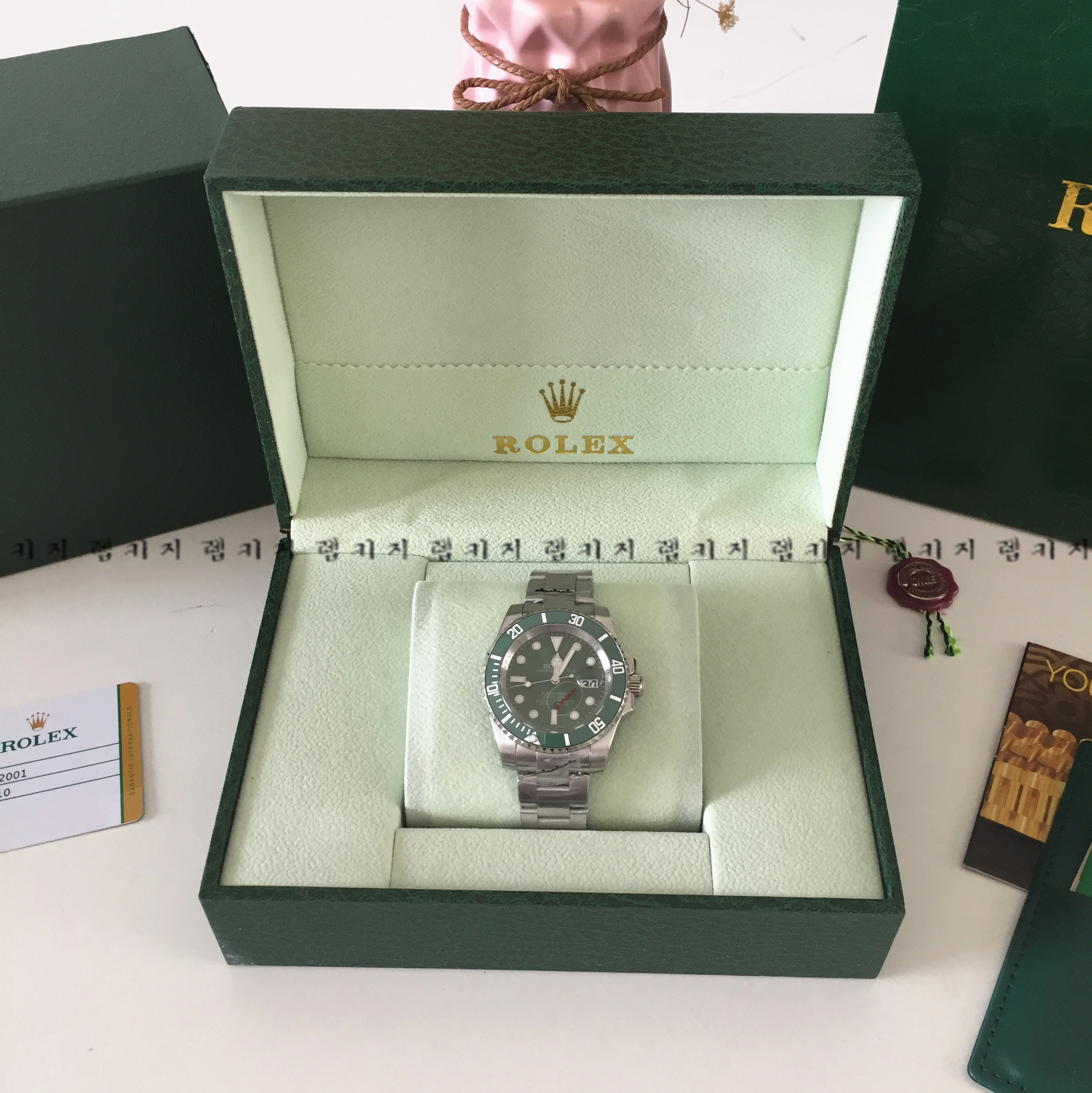 로렉스 서브마리너 그린다이얼 은장 메탈시계